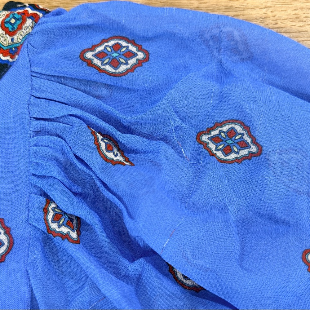 FARM Rio Anika Tiles Long Sleeve Blue Maxi Dress - Picture 13 of 16